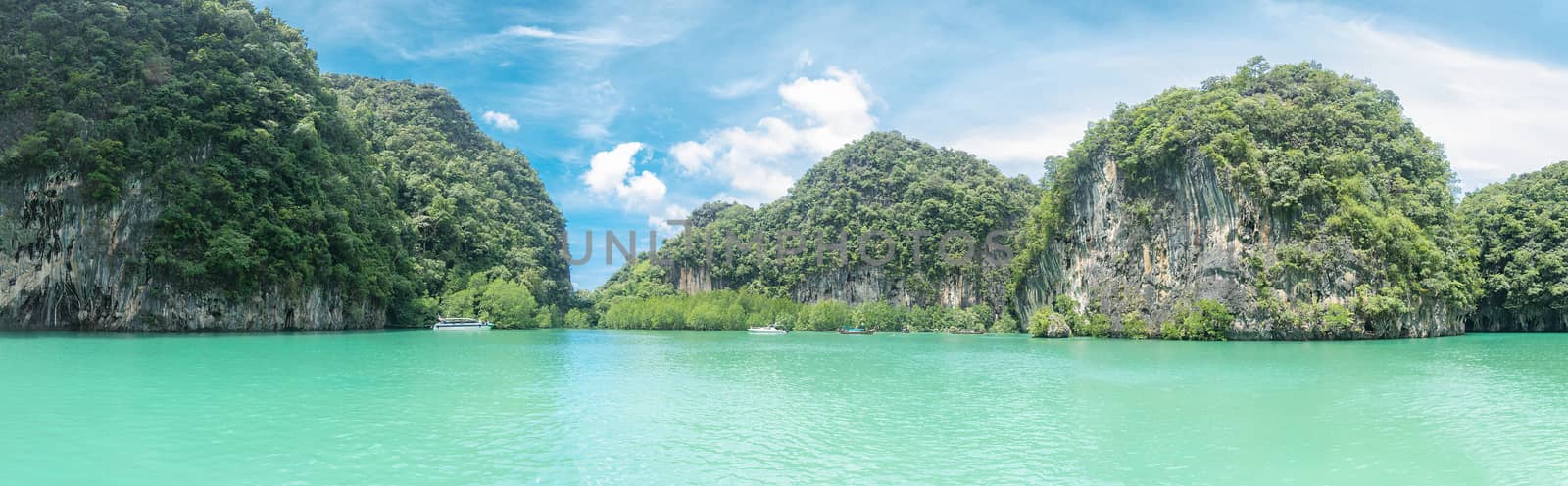 Beautiful Seascape Panorama, Composition Of Nature Lagoon Koh Hong, Krabi, Thailand.