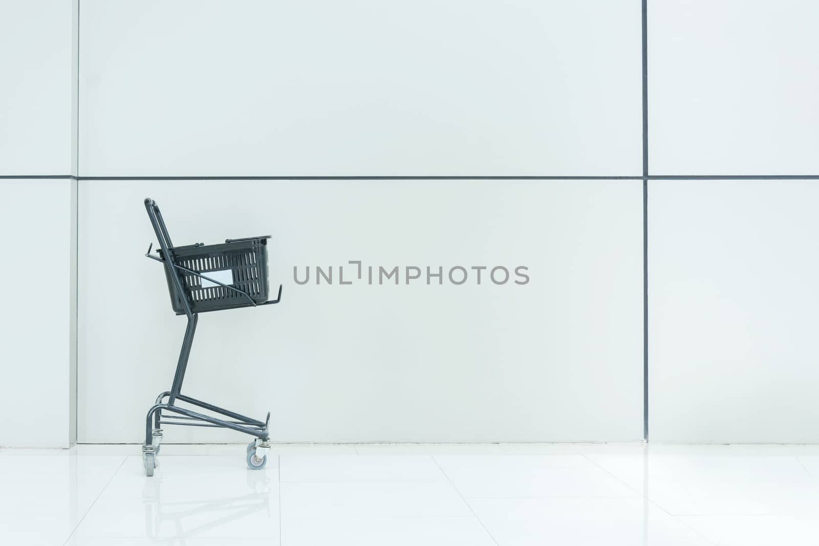 Black Shopping Cart , White Background