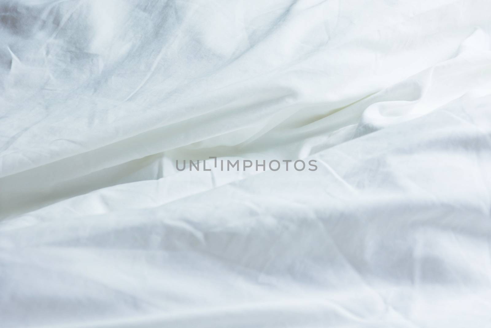 White Blanket Messy In Bedroom, Texture Form Sleeping In A Long Night Winter.