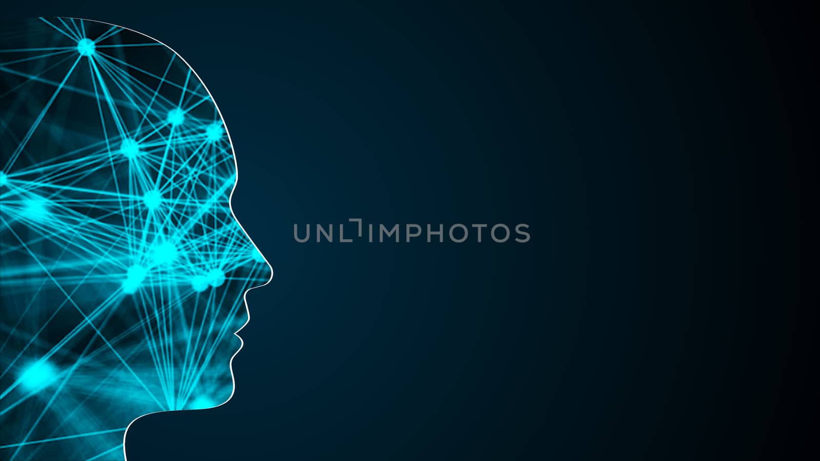 Abstract background with human head. Technology concept backdrop. 3d rendering by nolimit046