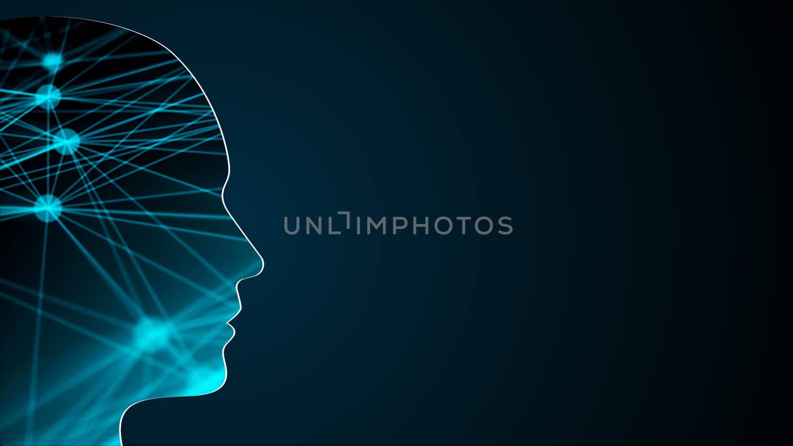 Abstract background with human head. Technology concept backdrop. 3d rendering by nolimit046