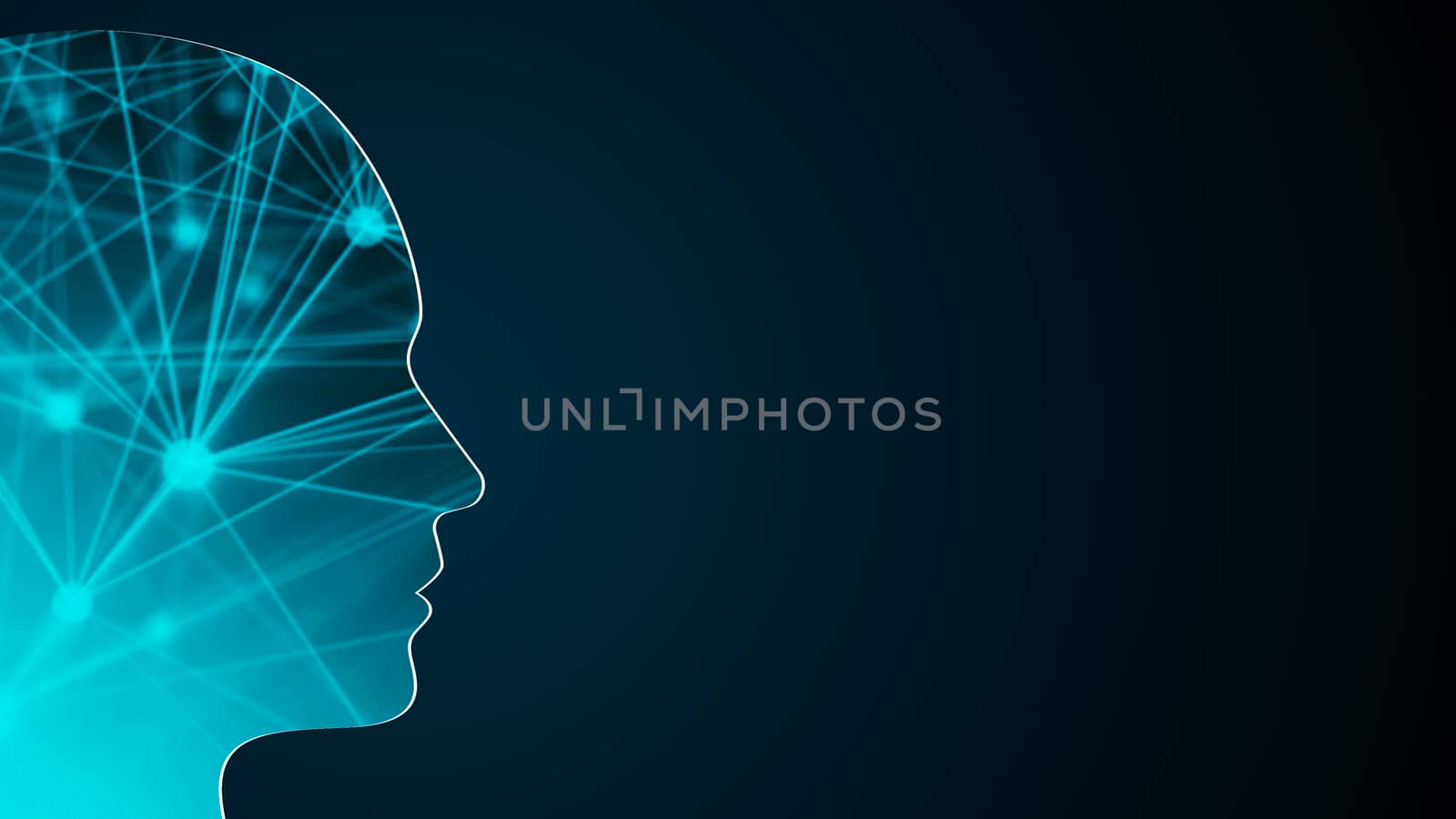 Abstract background with human head. Technology concept backdrop. 3d rendering by nolimit046