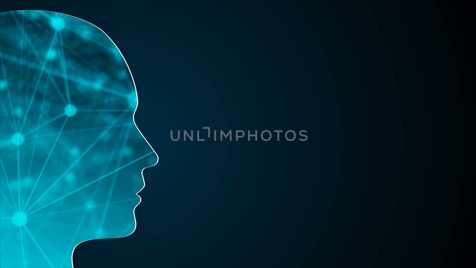 Abstract background with human head. Technology concept backdrop. 3d rendering by nolimit046