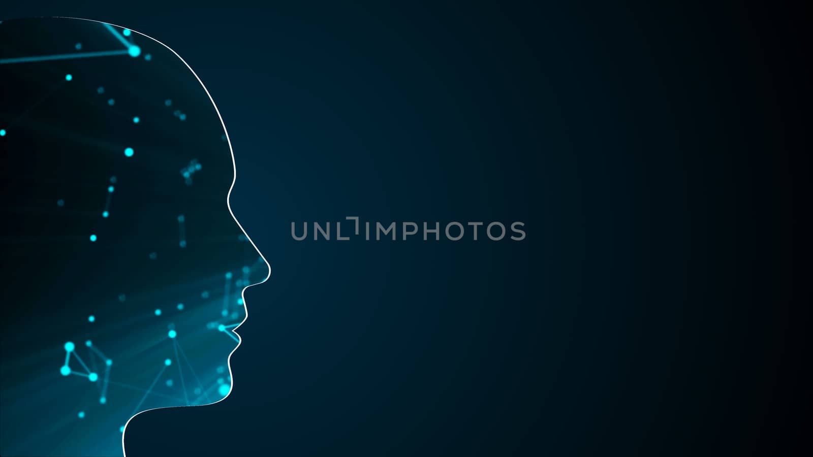 Abstract background with human head. Technology concept backdrop. 3d rendering by nolimit046