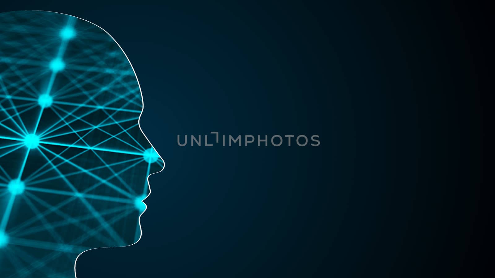 Abstract background with human head. Technology concept backdrop. 3d rendering by nolimit046