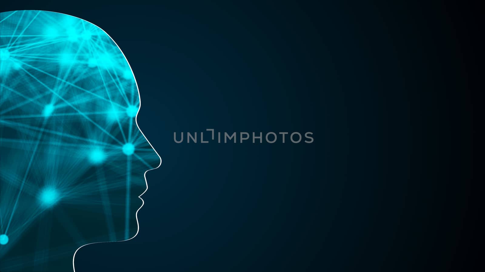 Abstract background with human head. Technology concept backdrop. 3d rendering digital background