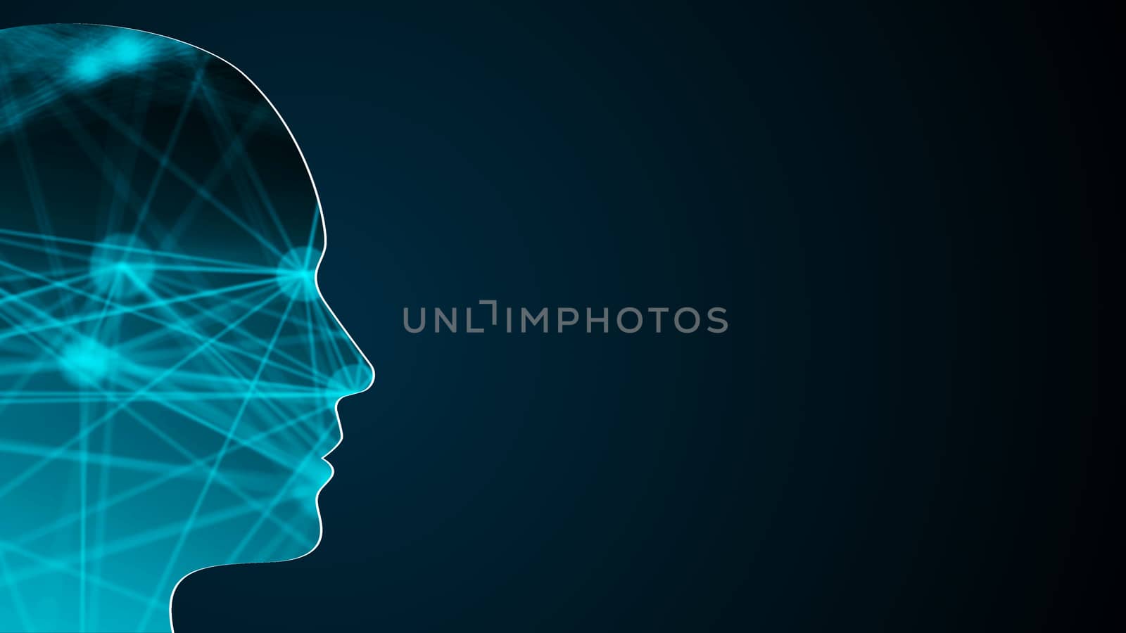 Abstract background with human head. Technology concept backdrop. 3d rendering by nolimit046