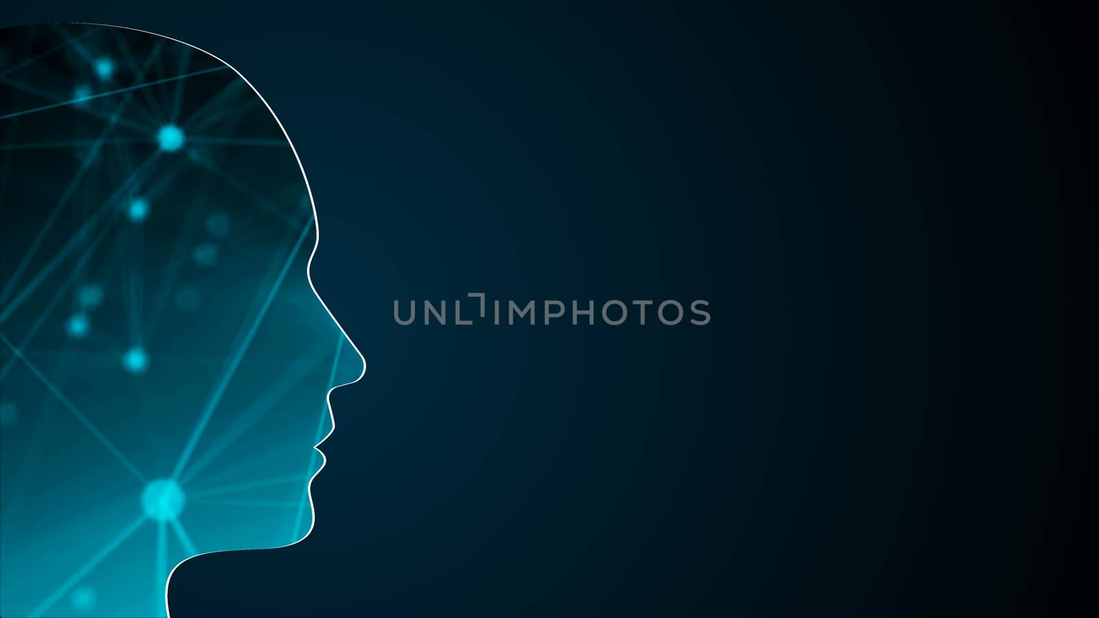 Abstract background with human head. Technology concept backdrop. 3d rendering digital background