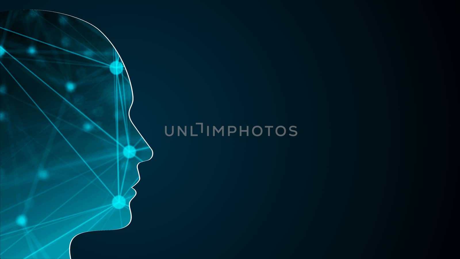 Abstract background with human head. Technology concept backdrop. 3d rendering digital background