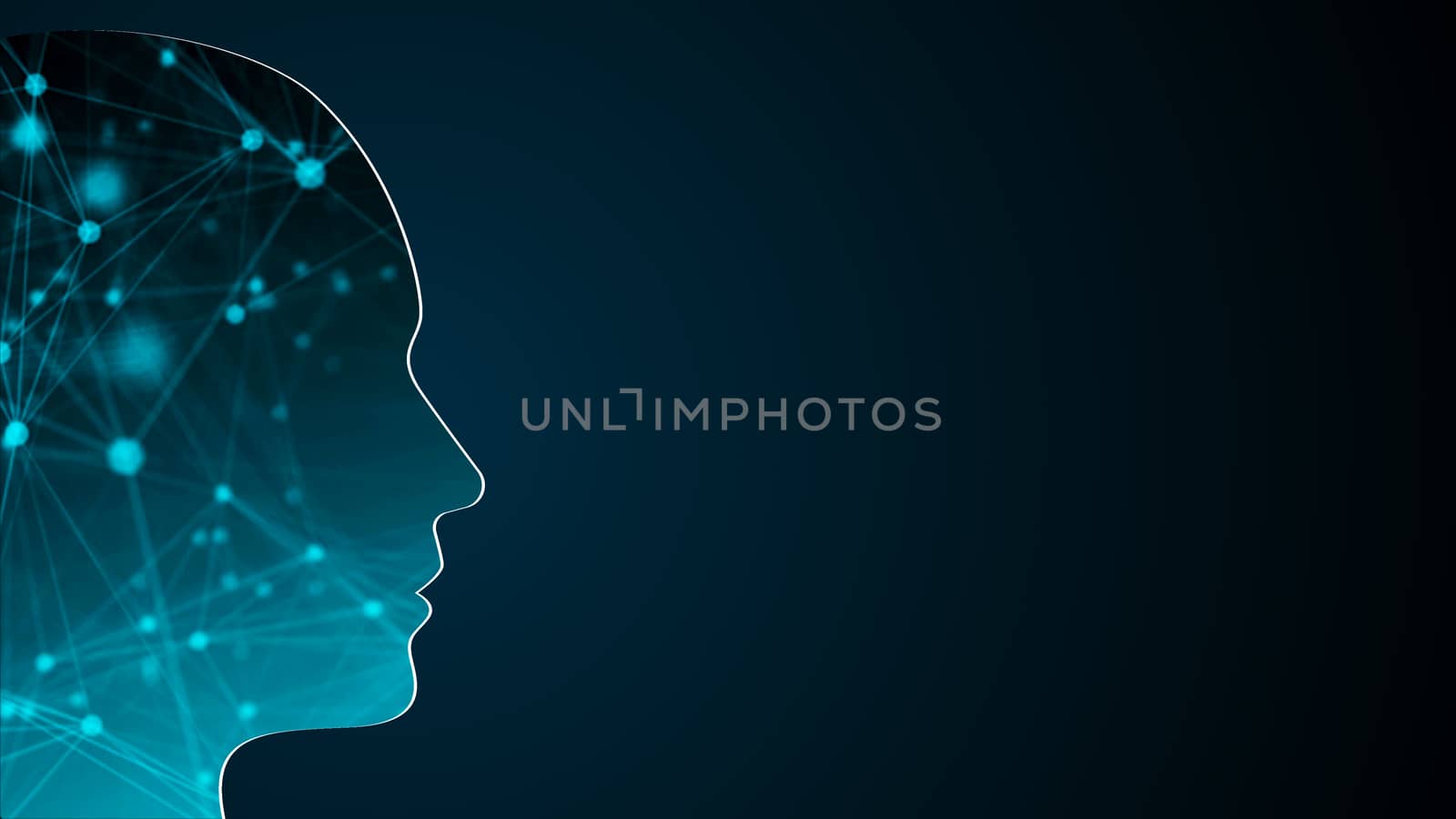 Abstract background with human head. Technology concept backdrop. 3d rendering by nolimit046