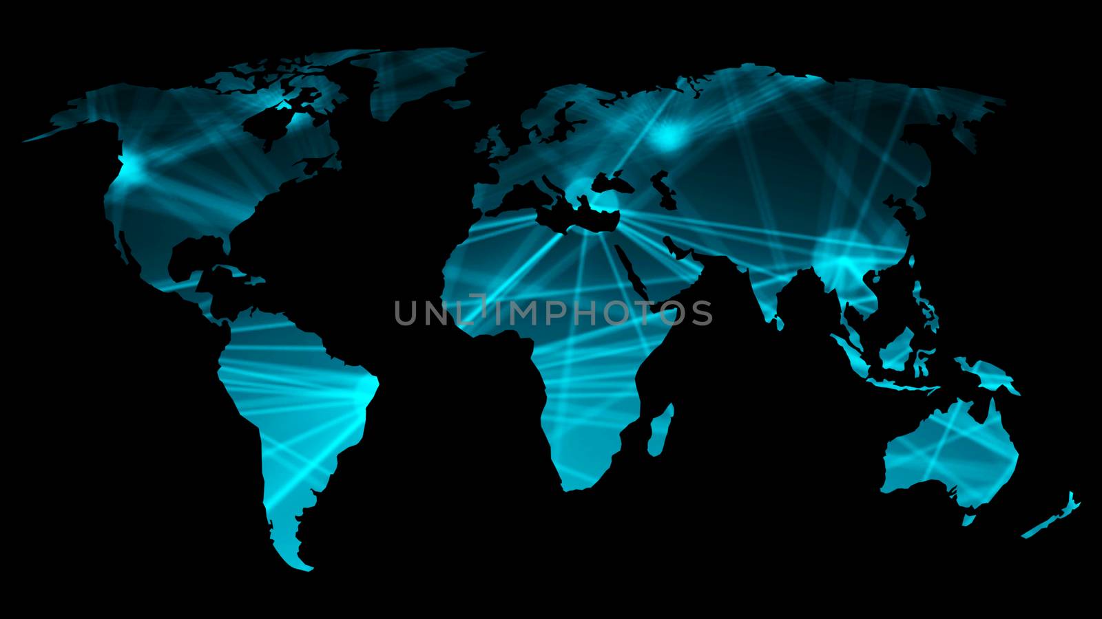 Abstract background with futuristic world map. Technology concept backdrop. 3d rendering digital background