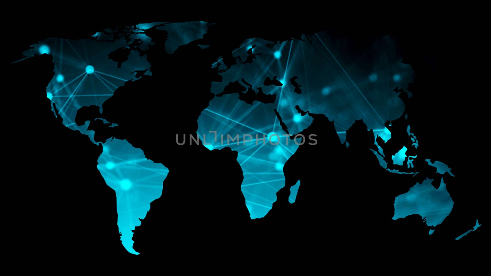 Abstract background with futuristic world map. Technology concept backdrop. 3d rendering digital background