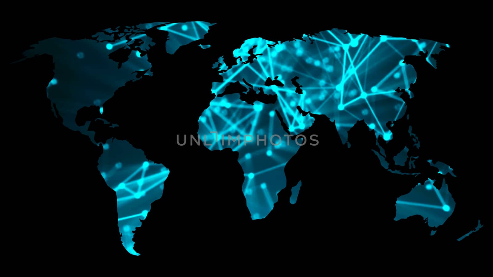 Abstract background with futuristic world map. Technology concept backdrop. 3d rendering digital background