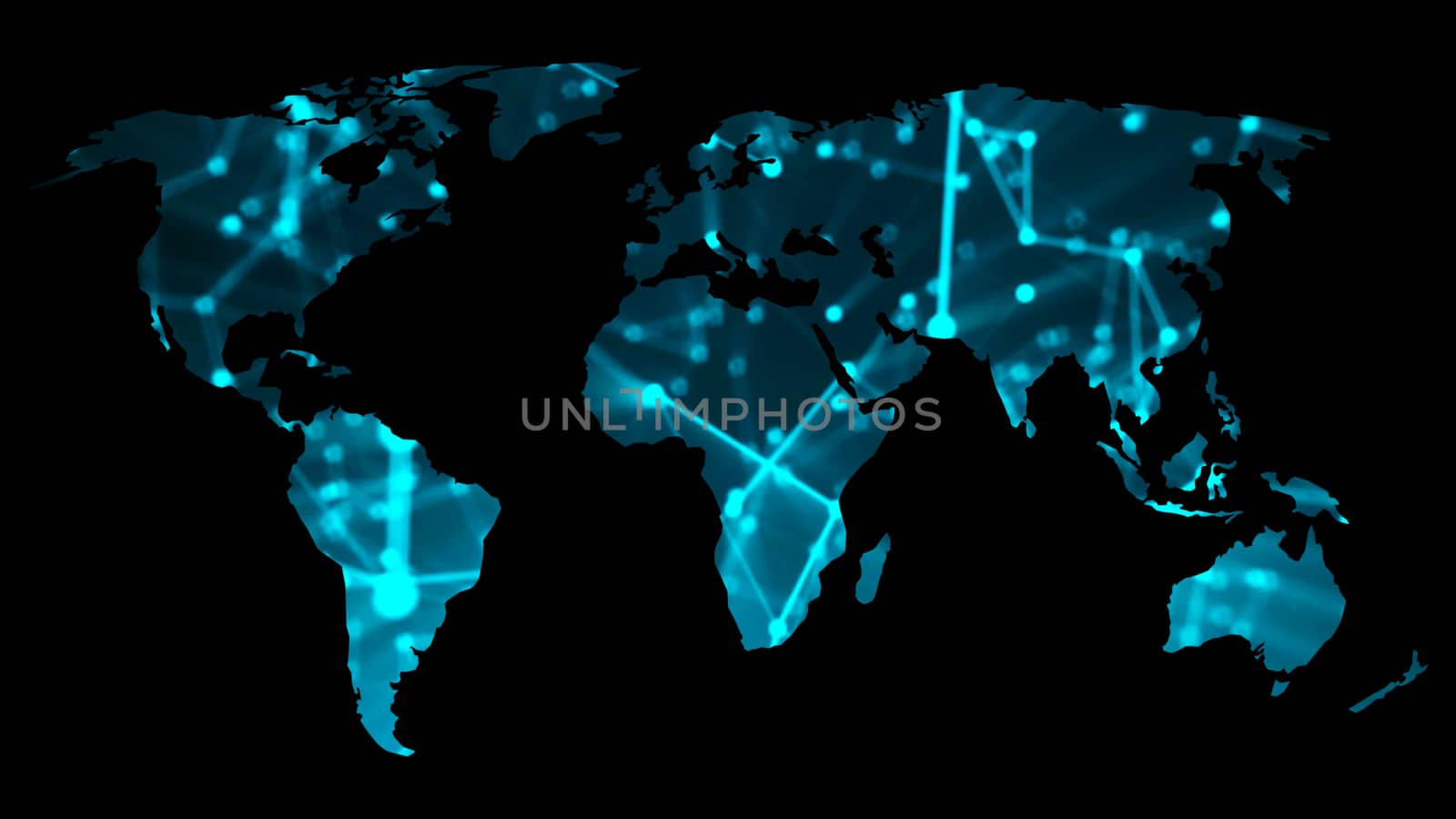 Abstract background with futuristic world map. Technology concept backdrop. 3d rendering digital background