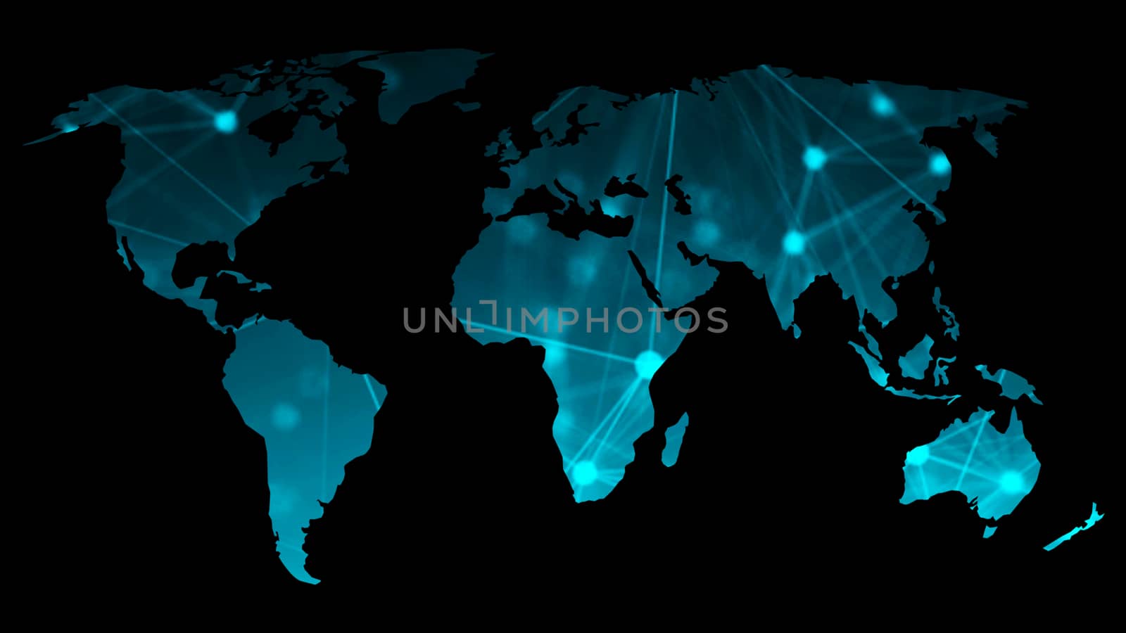 Abstract background with futuristic world map. Technology concept backdrop. 3d rendering by nolimit046