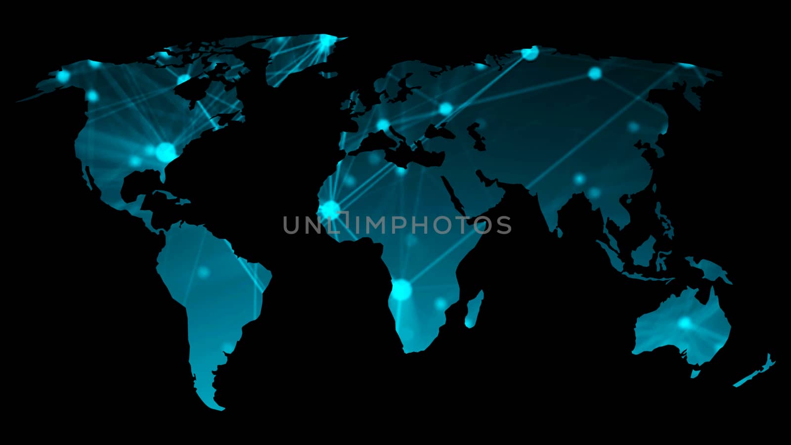 Abstract background with futuristic world map. Technology concept backdrop. 3d rendering digital background