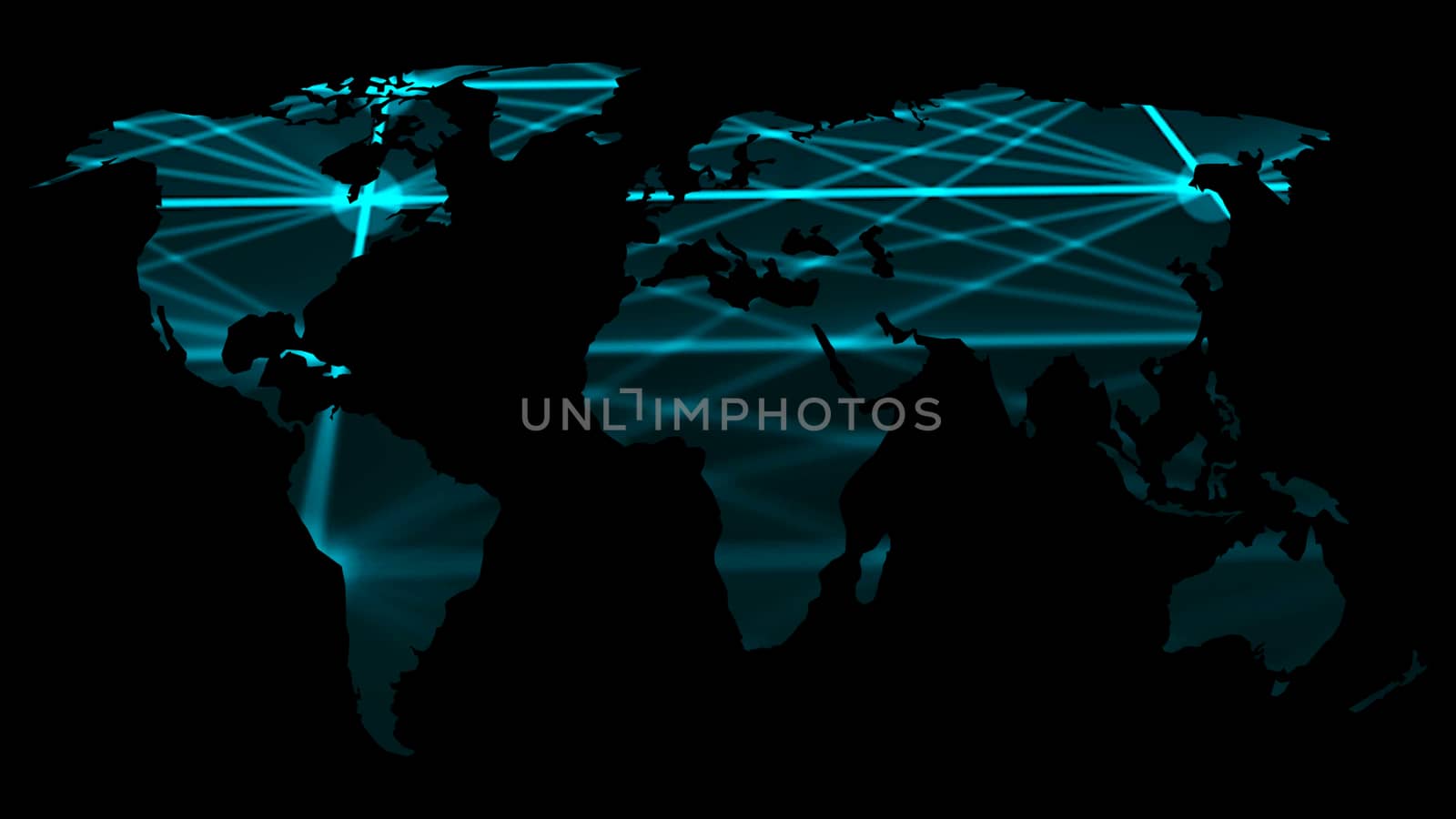 Abstract background with futuristic world map. Technology concept backdrop. 3d rendering digital background