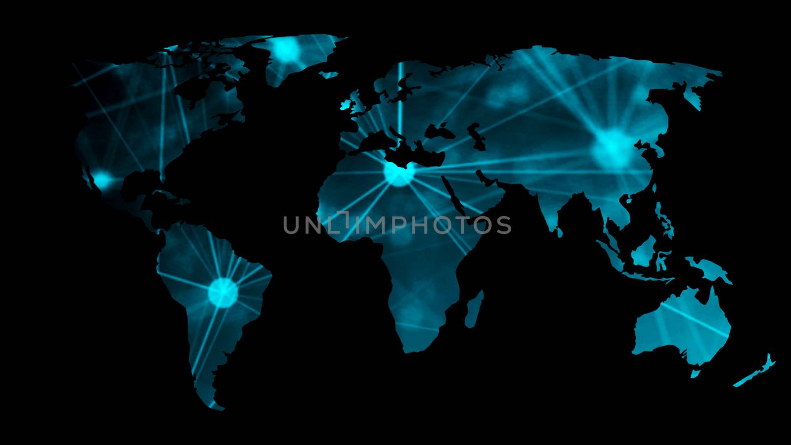 Abstract background with futuristic world map. Technology concept backdrop. 3d rendering digital background