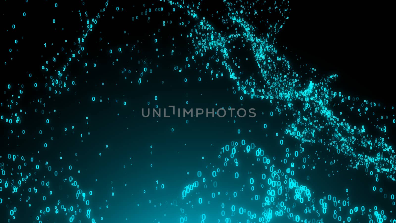 Abstract binary code background. Wave digital backdrop. 3d rendering