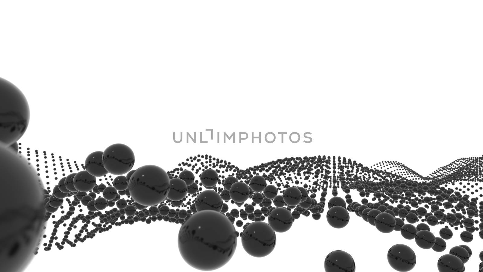 Abstract Digital Landscape With Flowing Particles. Digital Background. 3D illustration