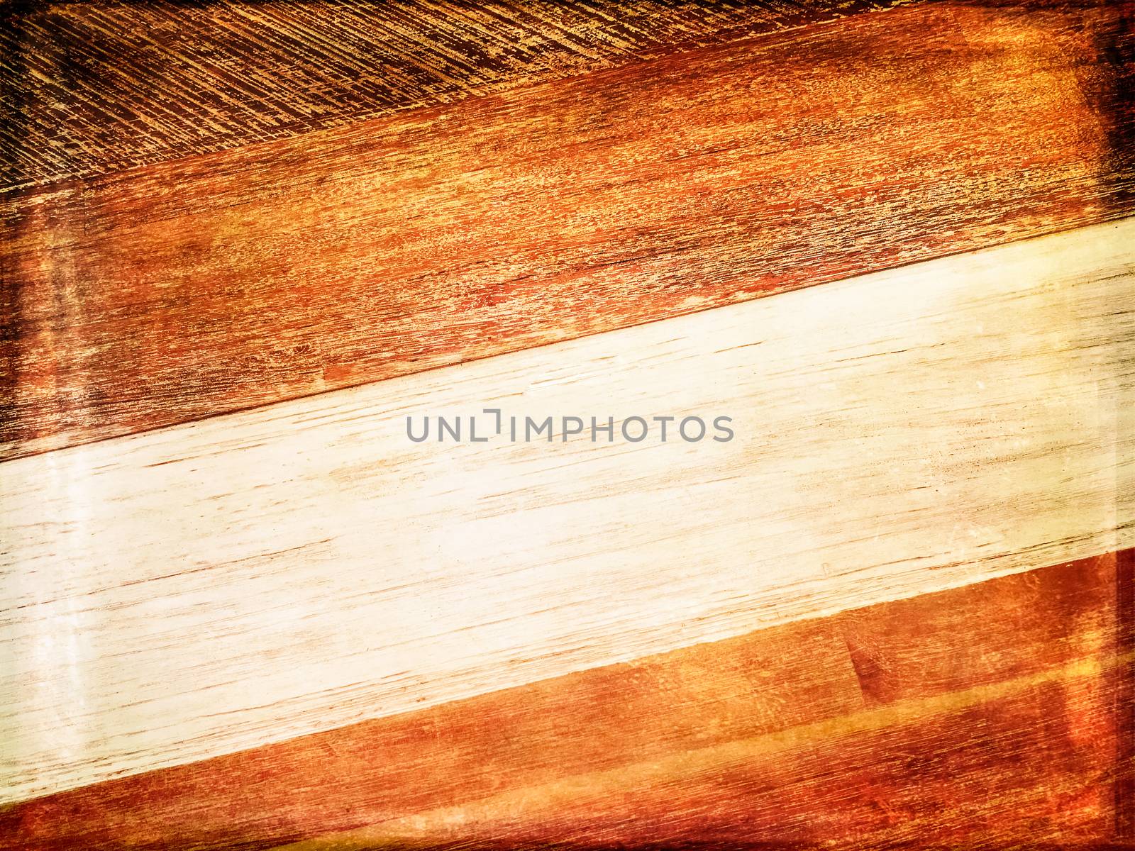 Vintage white and orange wood background. Old wooden texture with burnt edges.