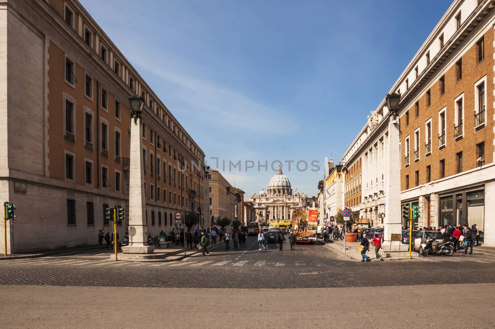 view of the St. Peter's church from Via della Conciliazione, Rome