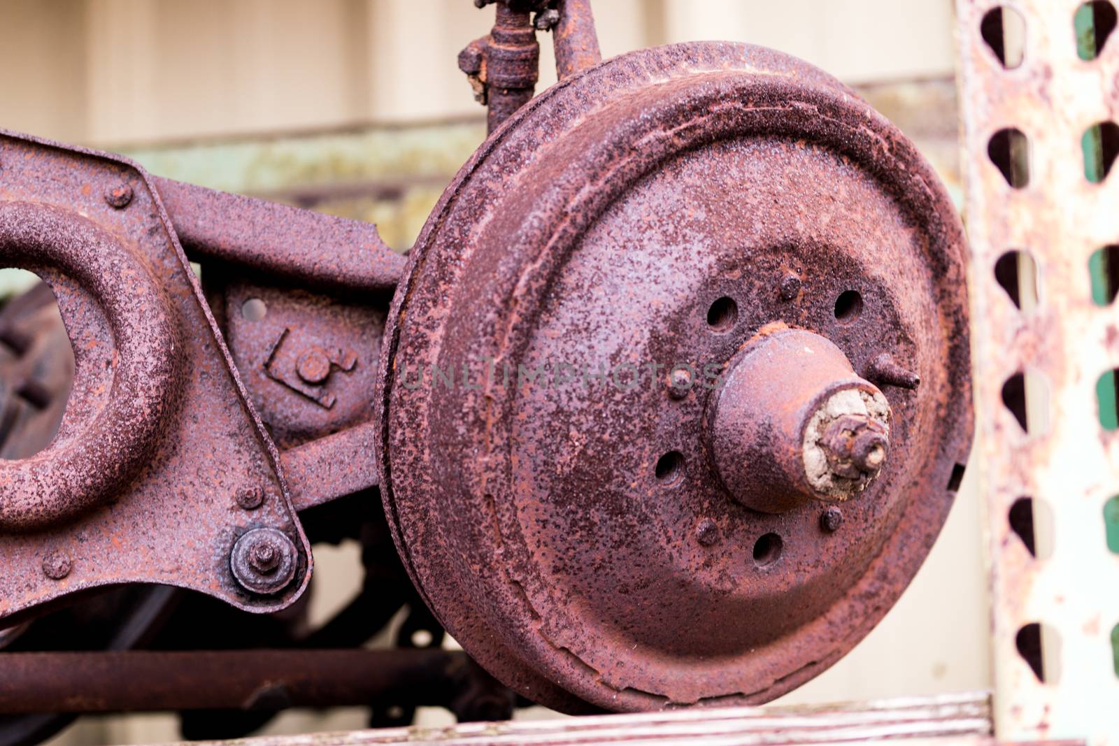 Old rusty brake drum on spindle by experiencesnw