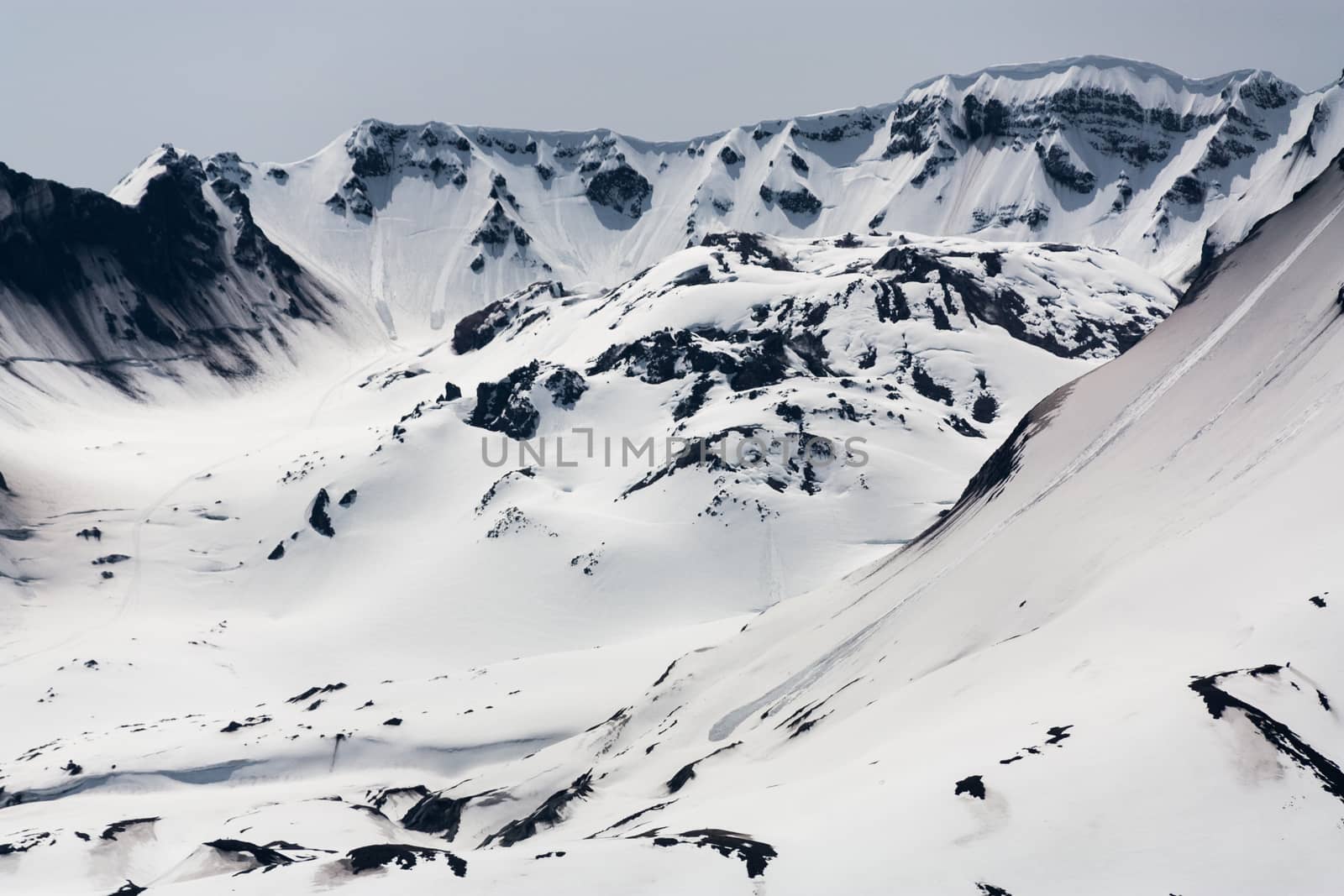 Mt. St. Helen's lava dome close up with snow by experiencesnw