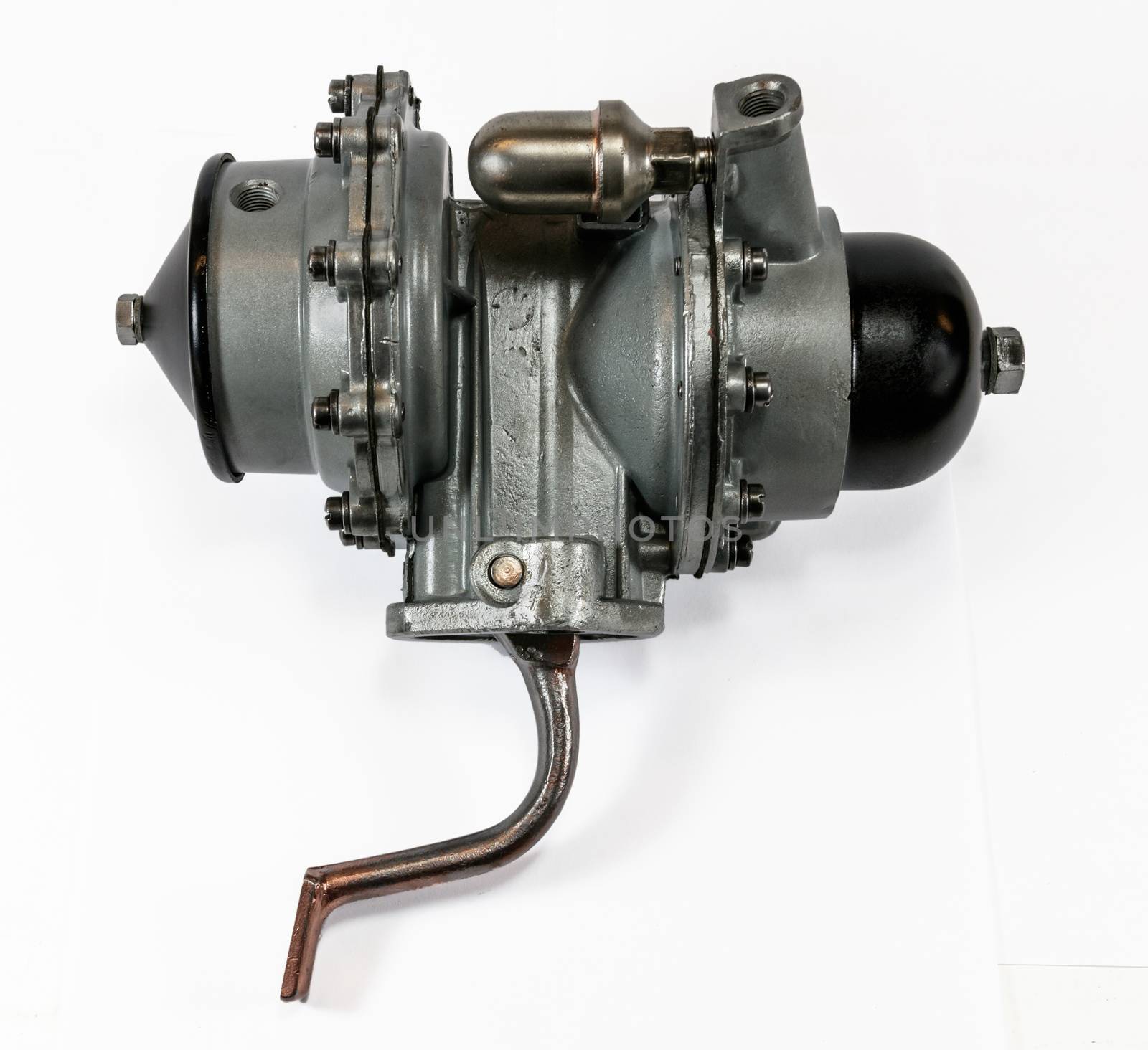 Antique vintage automotive mechanical dual action fuel pump assembly
