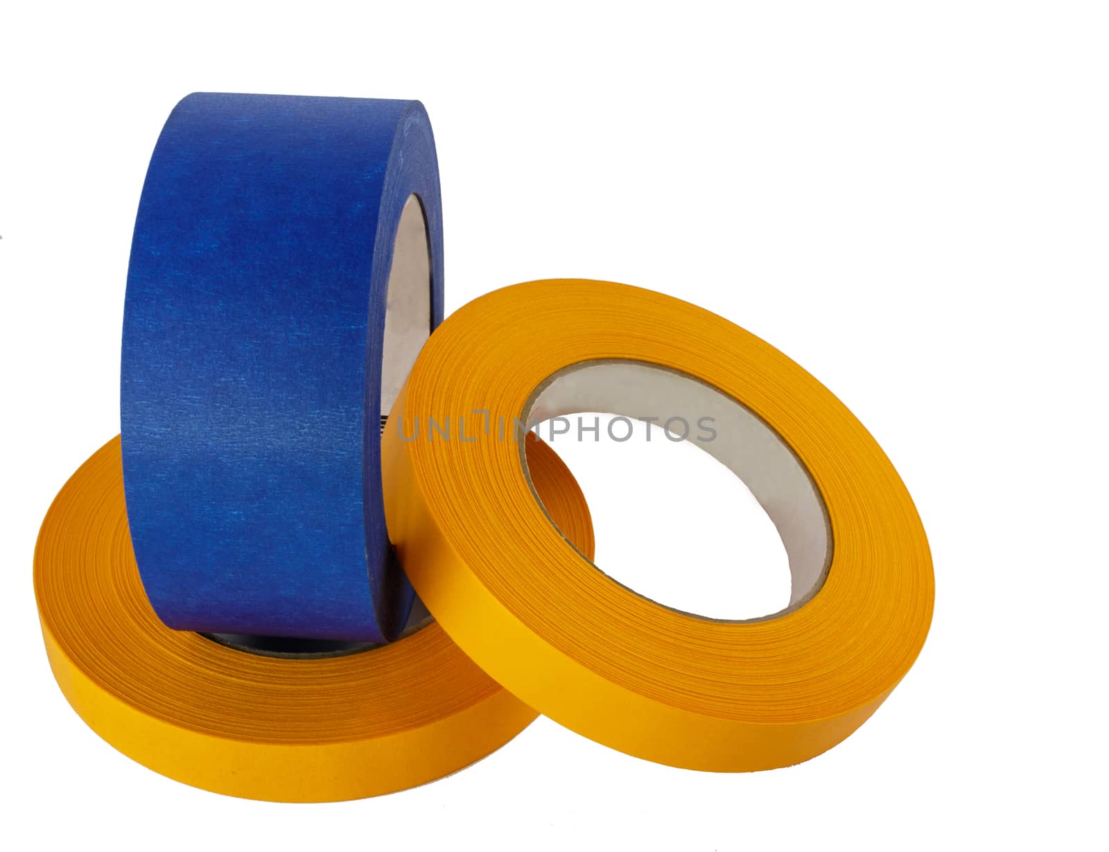 Blue and yellow painters tape rolls by experiencesnw