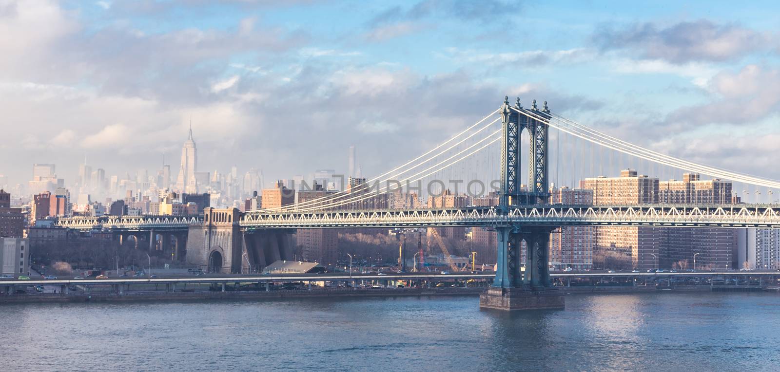 After the storm view of Williamsburg Bridge in New York City, USA.