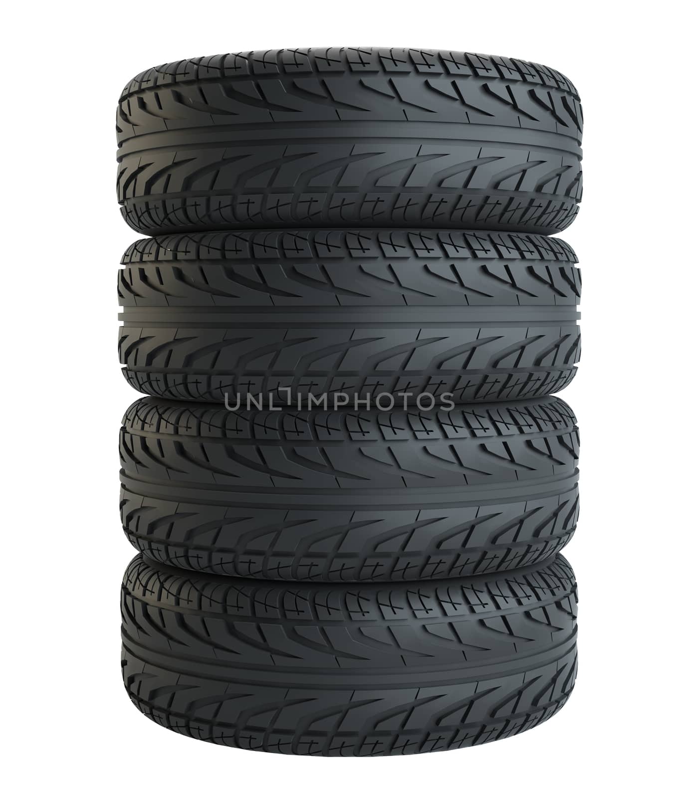 New tyres, isolated on white background. 3d illustration
