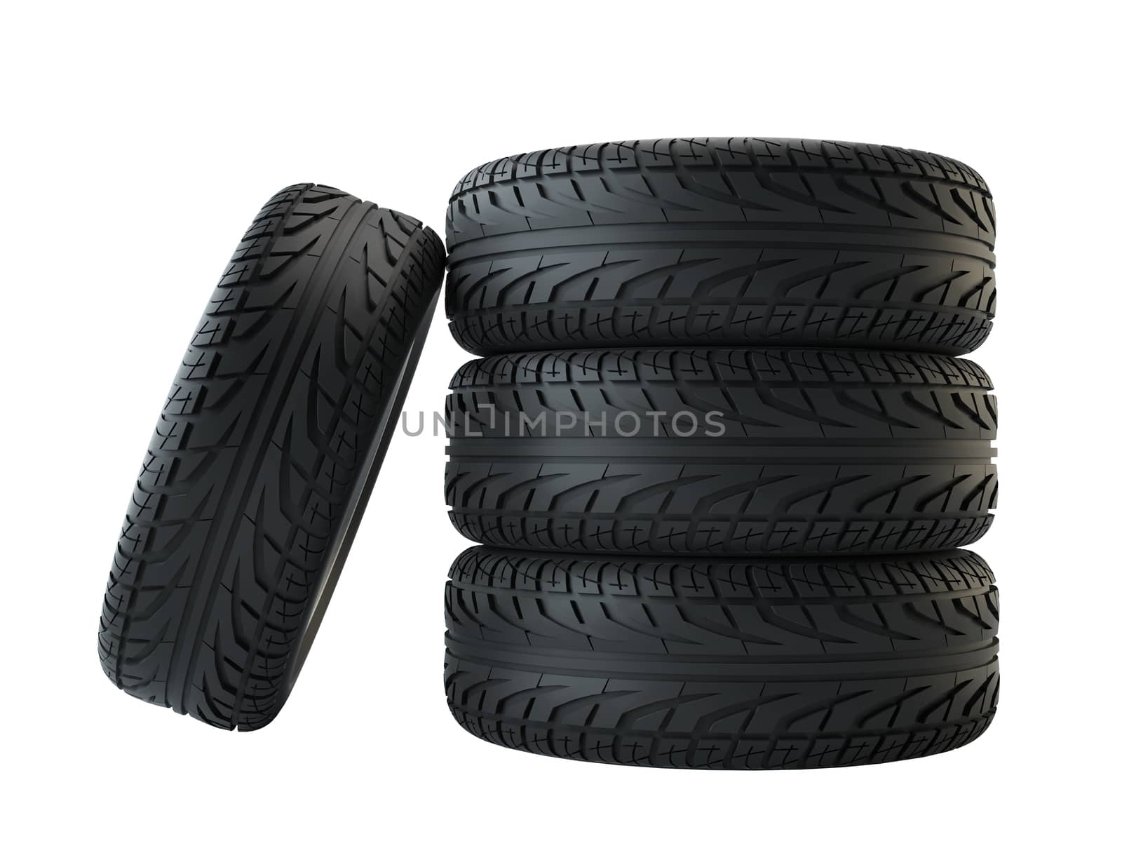 New tyres, isolated on white background by cherezoff