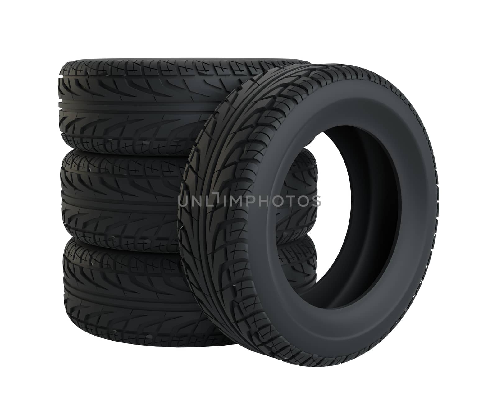 Car tires isolated on white by cherezoff