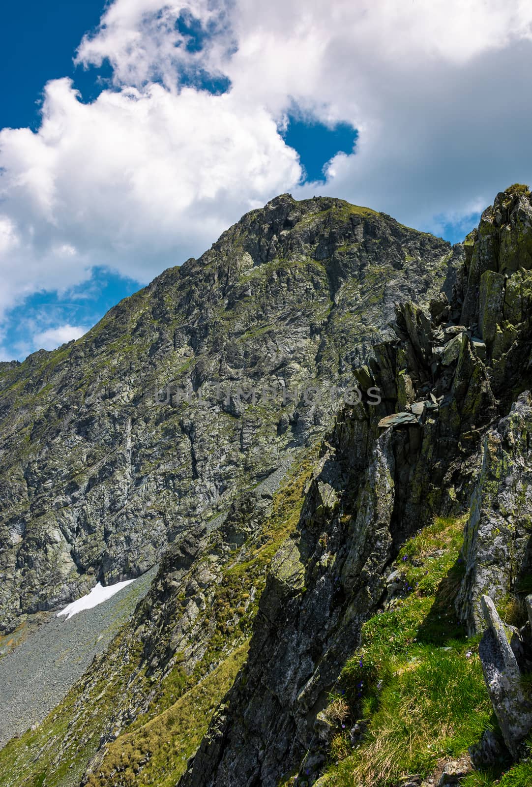 rocky cliffs of Fagaras mountains in summertime. beautiful nature scenery on high altitude