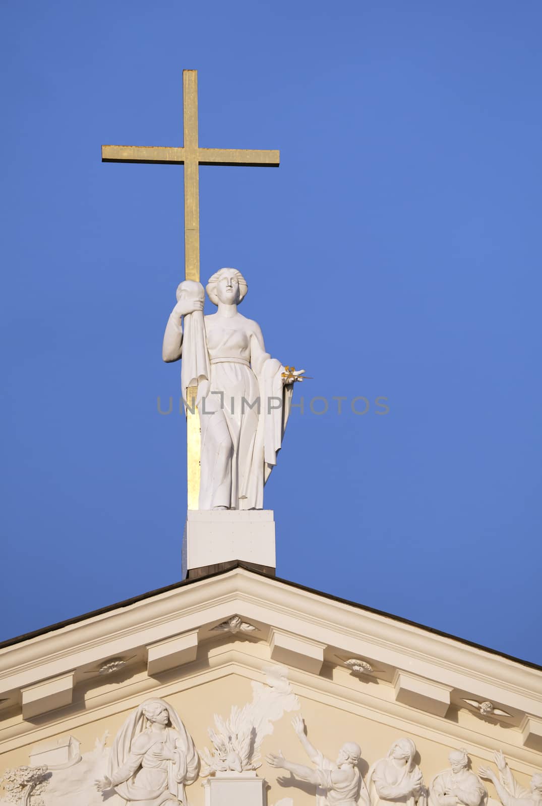 Statue of St. Helen on St. Stanislaus and St Ladislaus cathedral in Vilnius, Lithuania