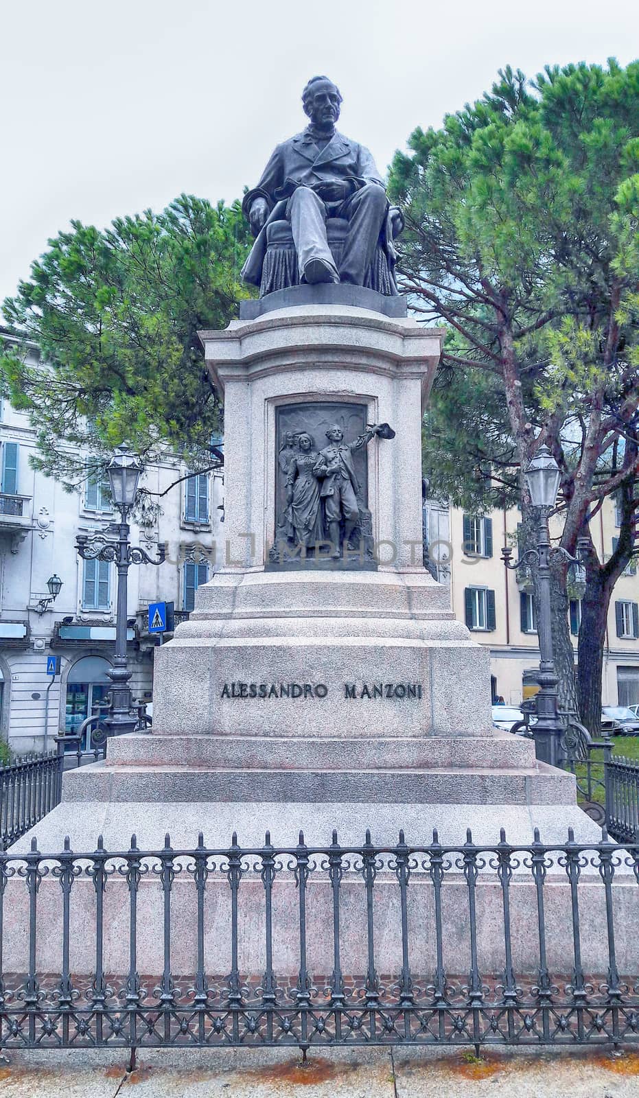 Statue of Alessandro Manzoni, Lecco, Italy by marcorubino