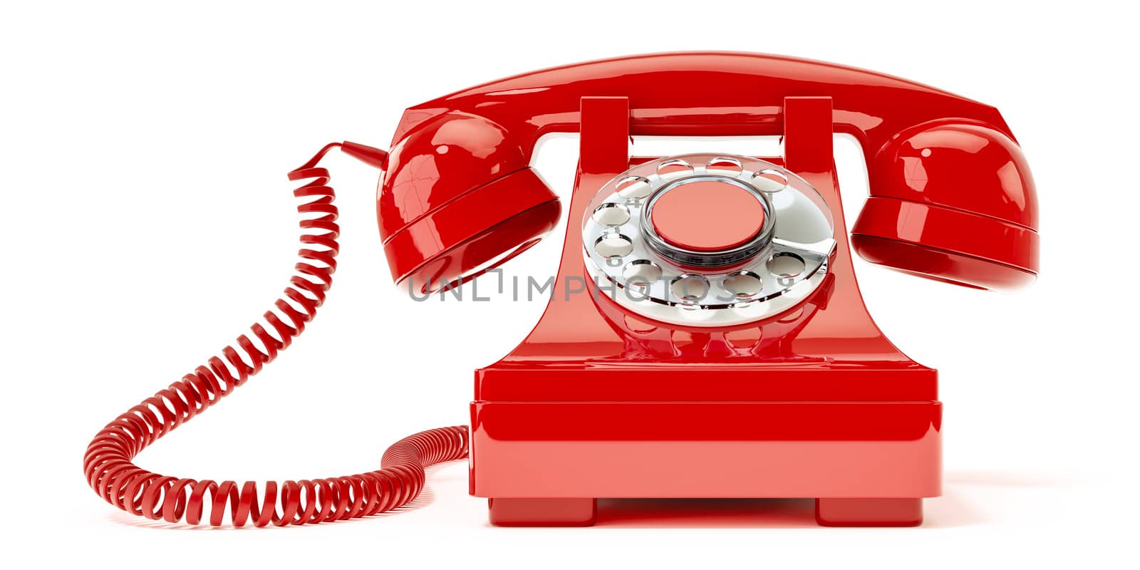 3d illustration of an old red phone