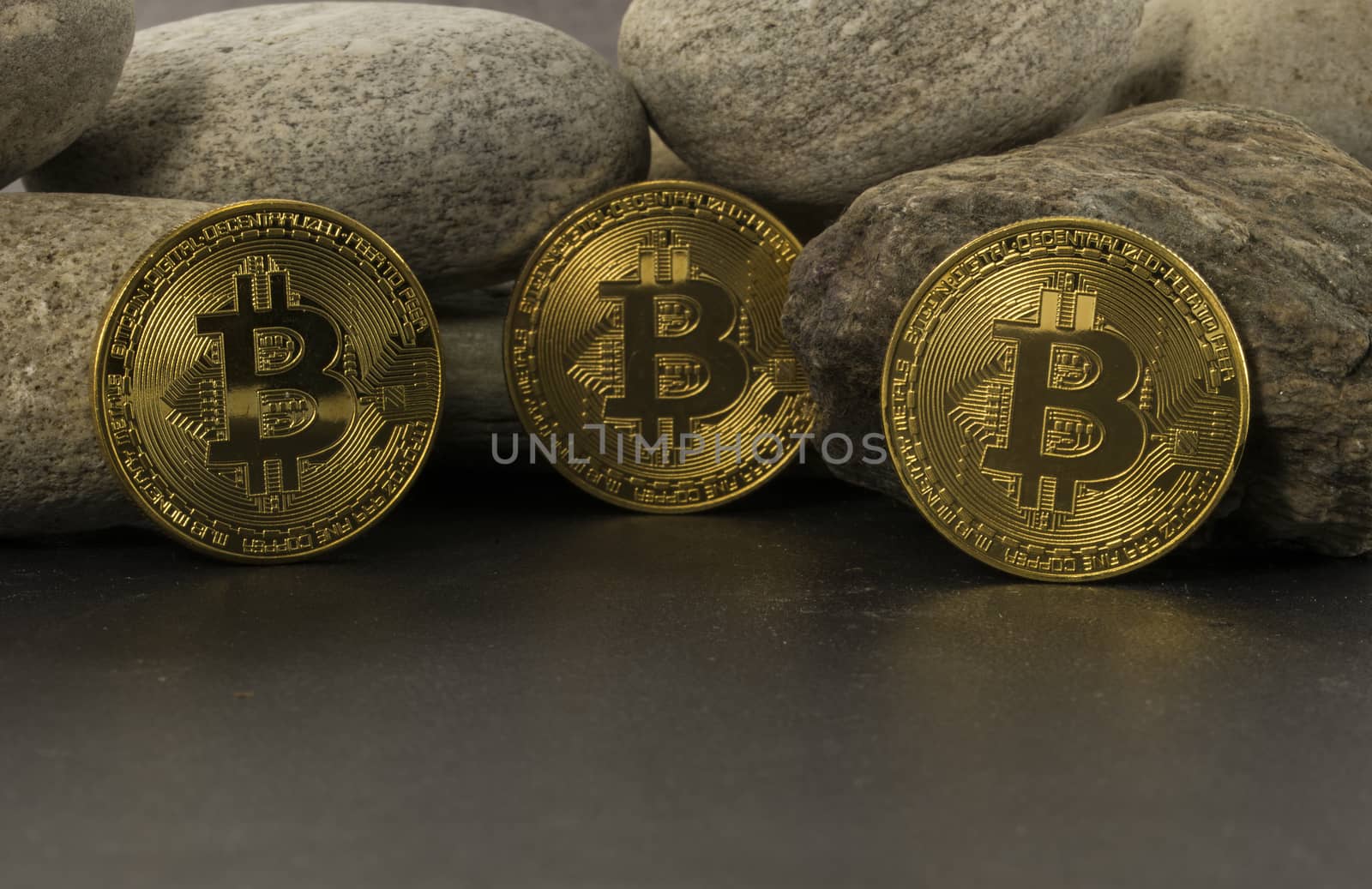 strong bitcoins golden coins , solid as a rock
