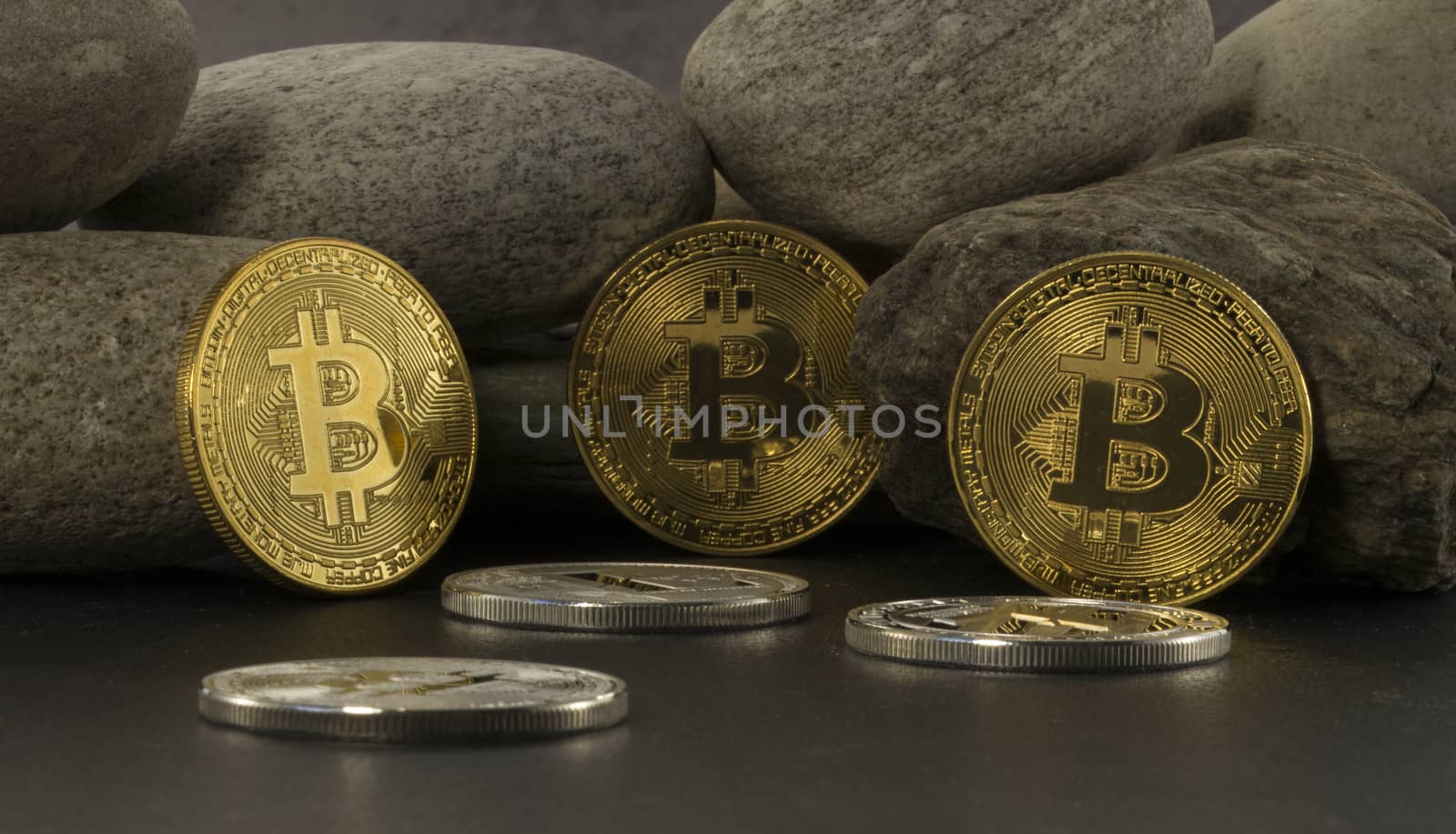 strong bitcoins golden coins , solid as a rock