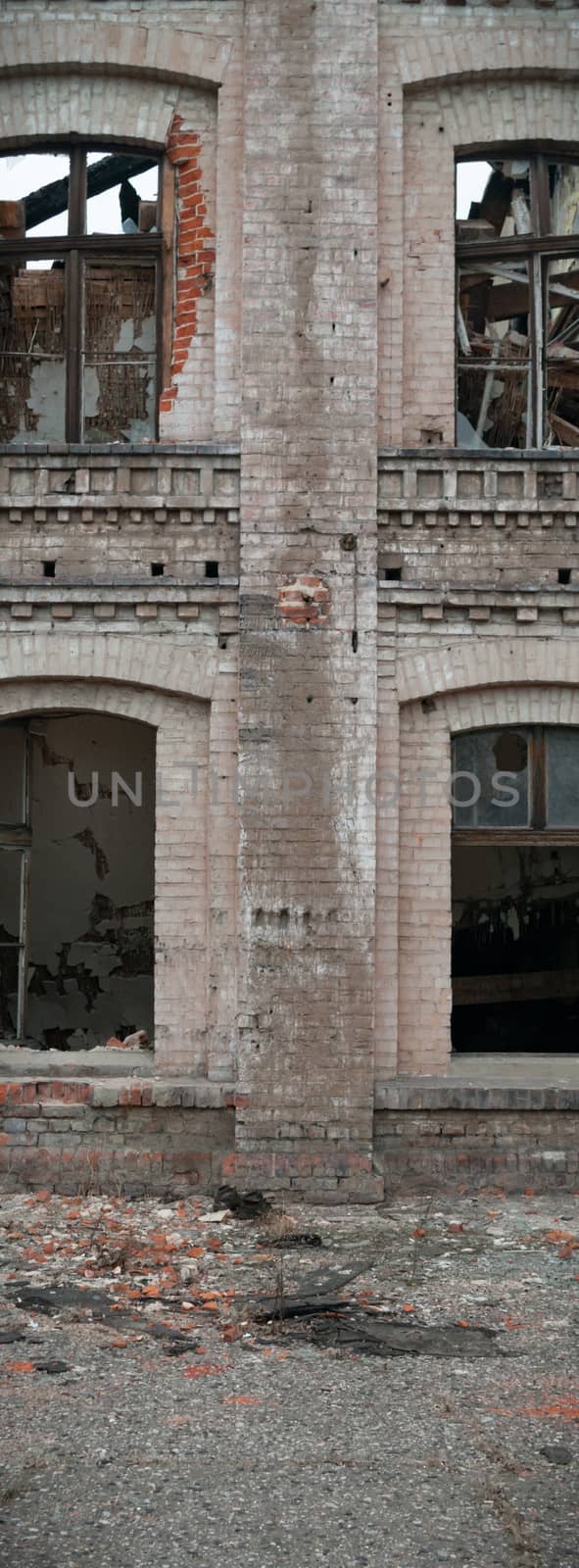 ruins of a very heavily polluted industrial factory, industrial series