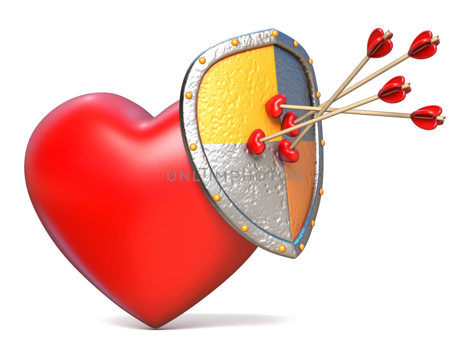 Arrows on shield and red heart 3D by djmilic
