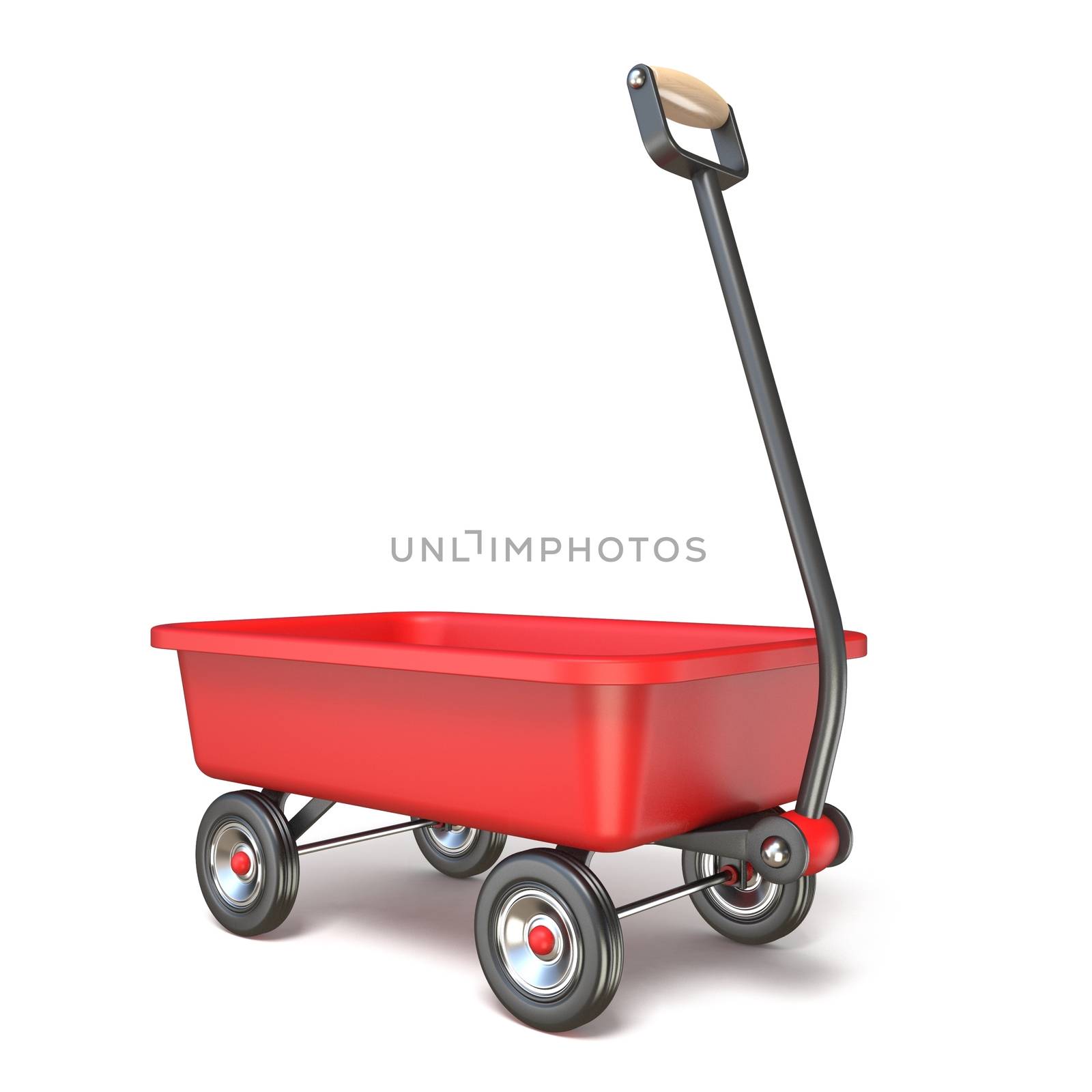 Toy mini wagon perspective view 3D render illustration isolated on white background