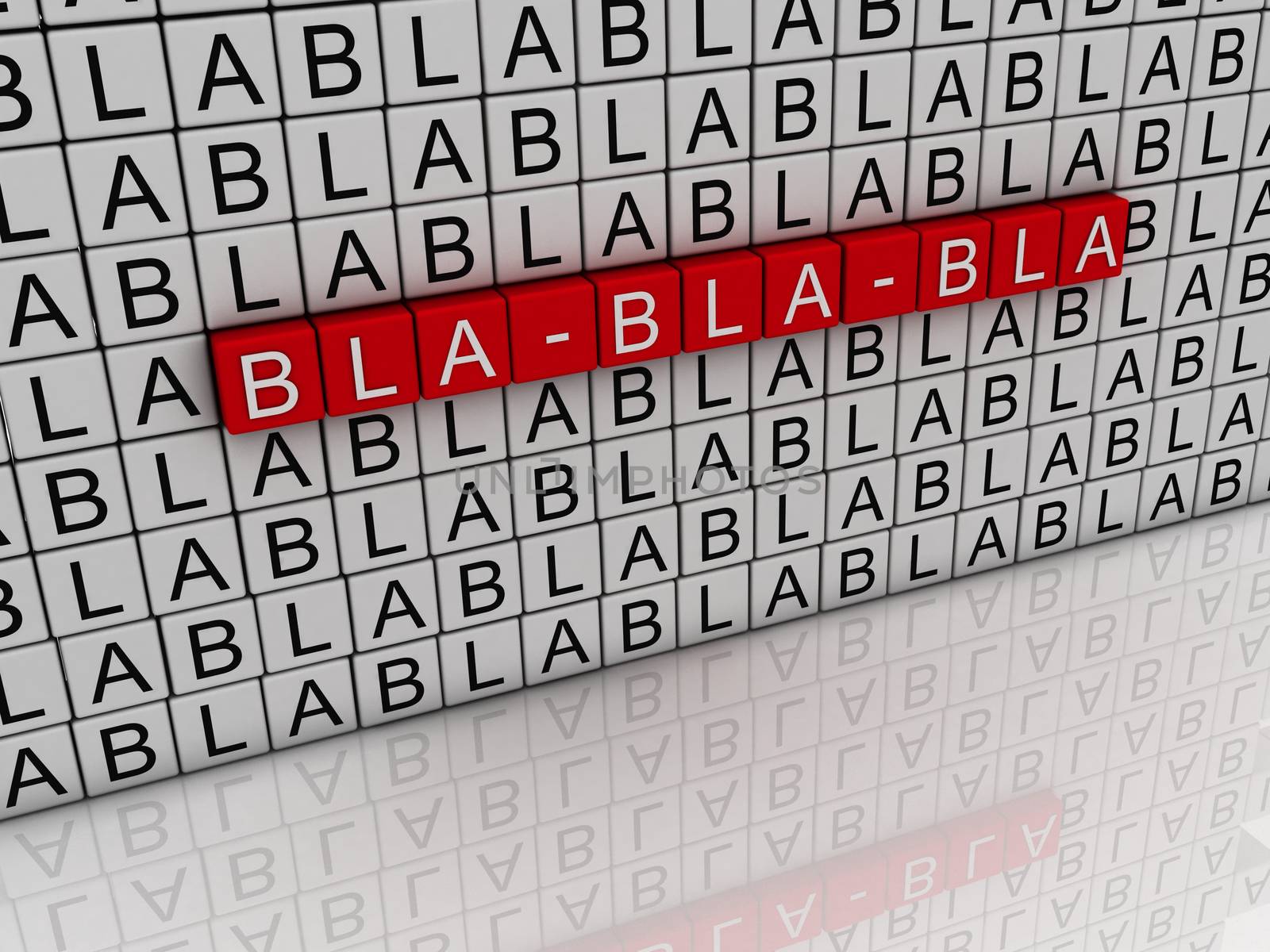 3d Illustration with word cloud about Bla bla bla. Talk about an by dacasdo