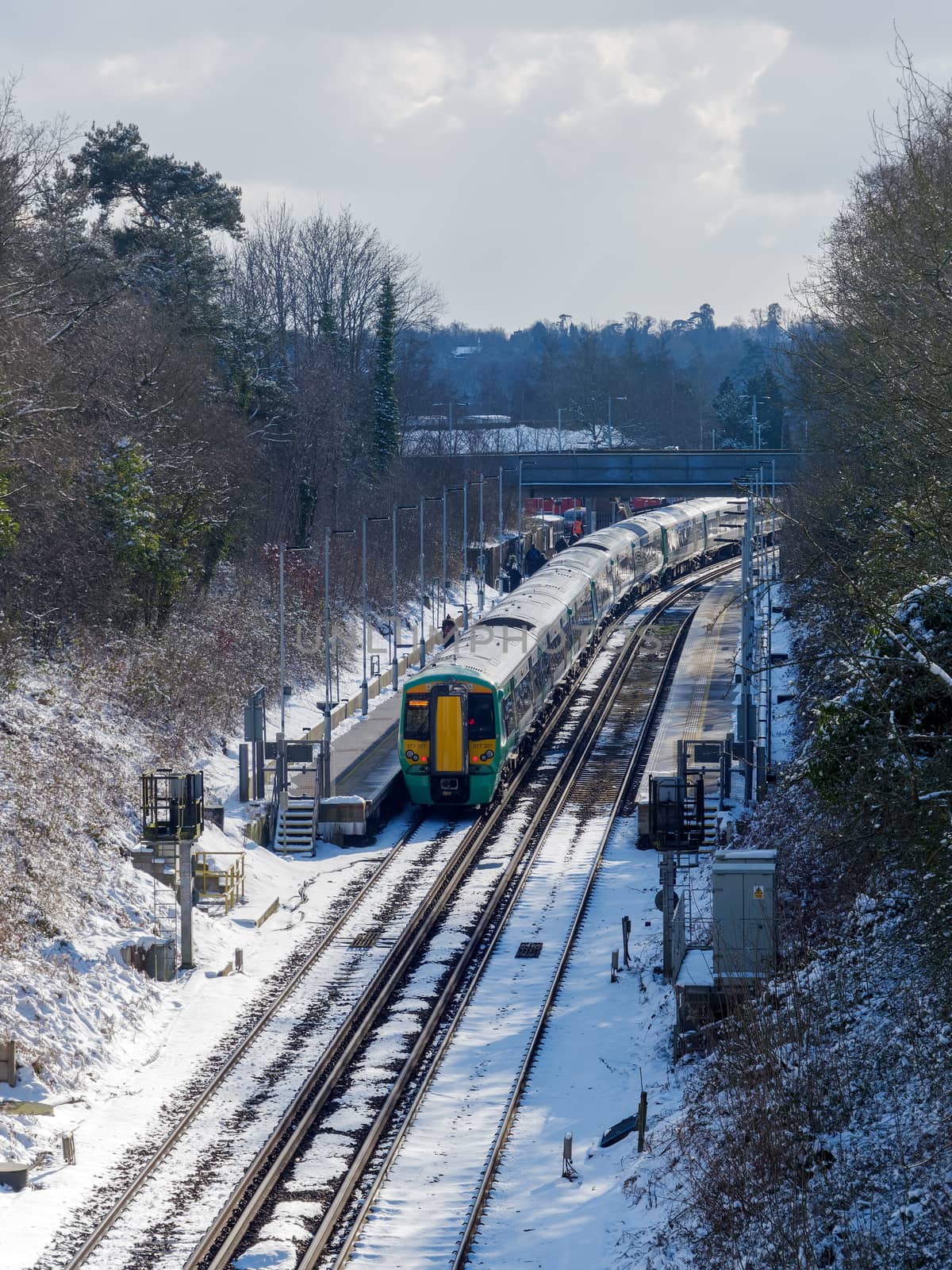 EAST GRINSTEAD, WEST SUSSEX/UK - FEBRUARY 27 : Train at East Grinstead Railway Station in East Grinstead West Sussex  on February 27, 2018