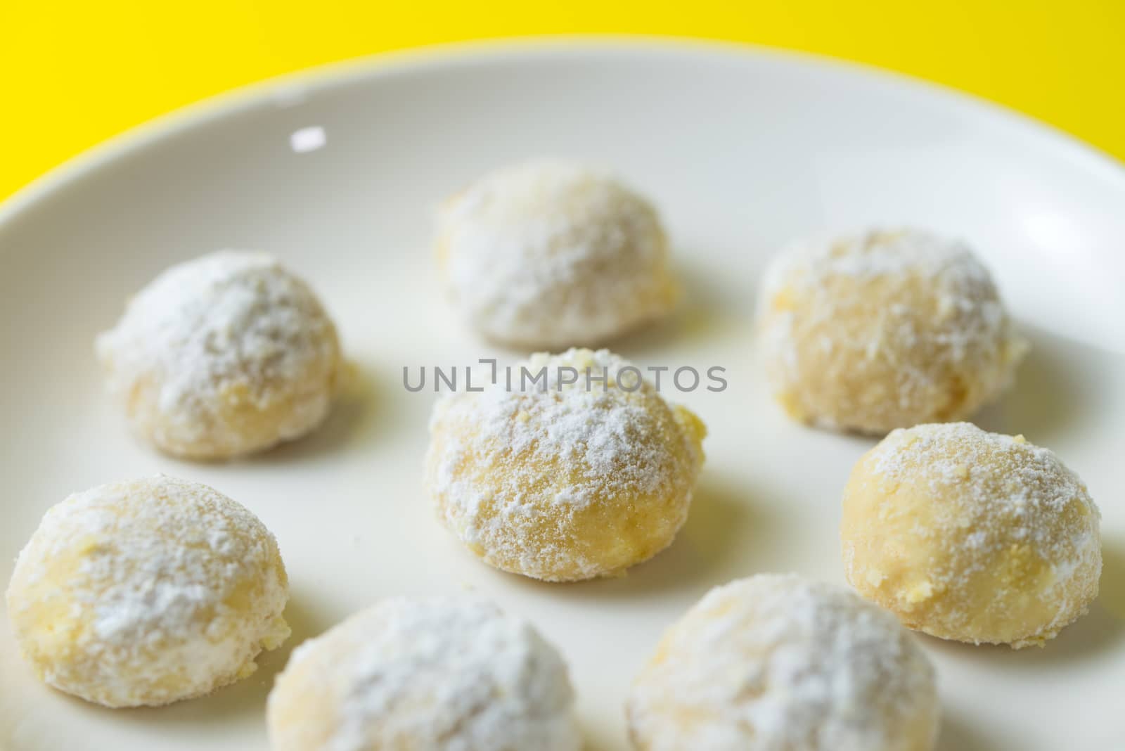 Homemade snow ball cookies ready to serve