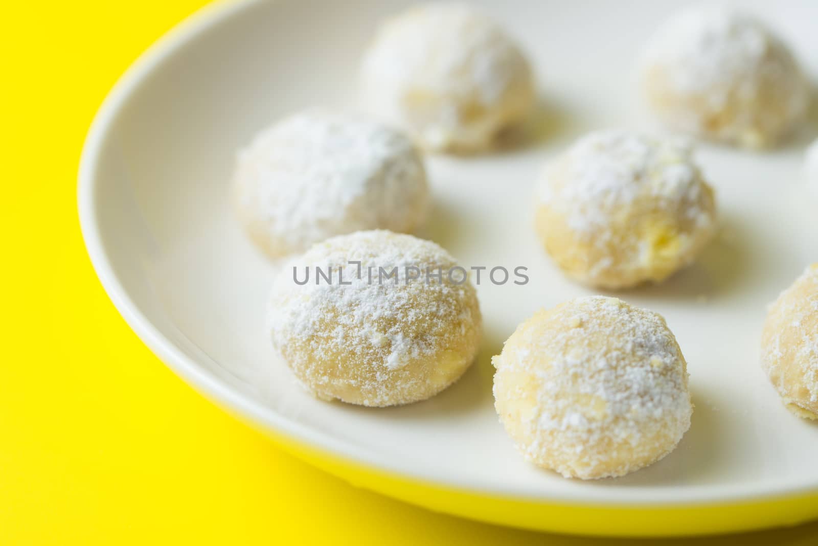 Homemade snow ball cookies ready to serve