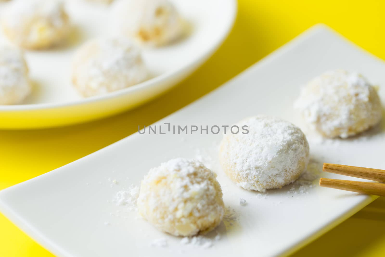 Homemade snow ball cookies ready to serve