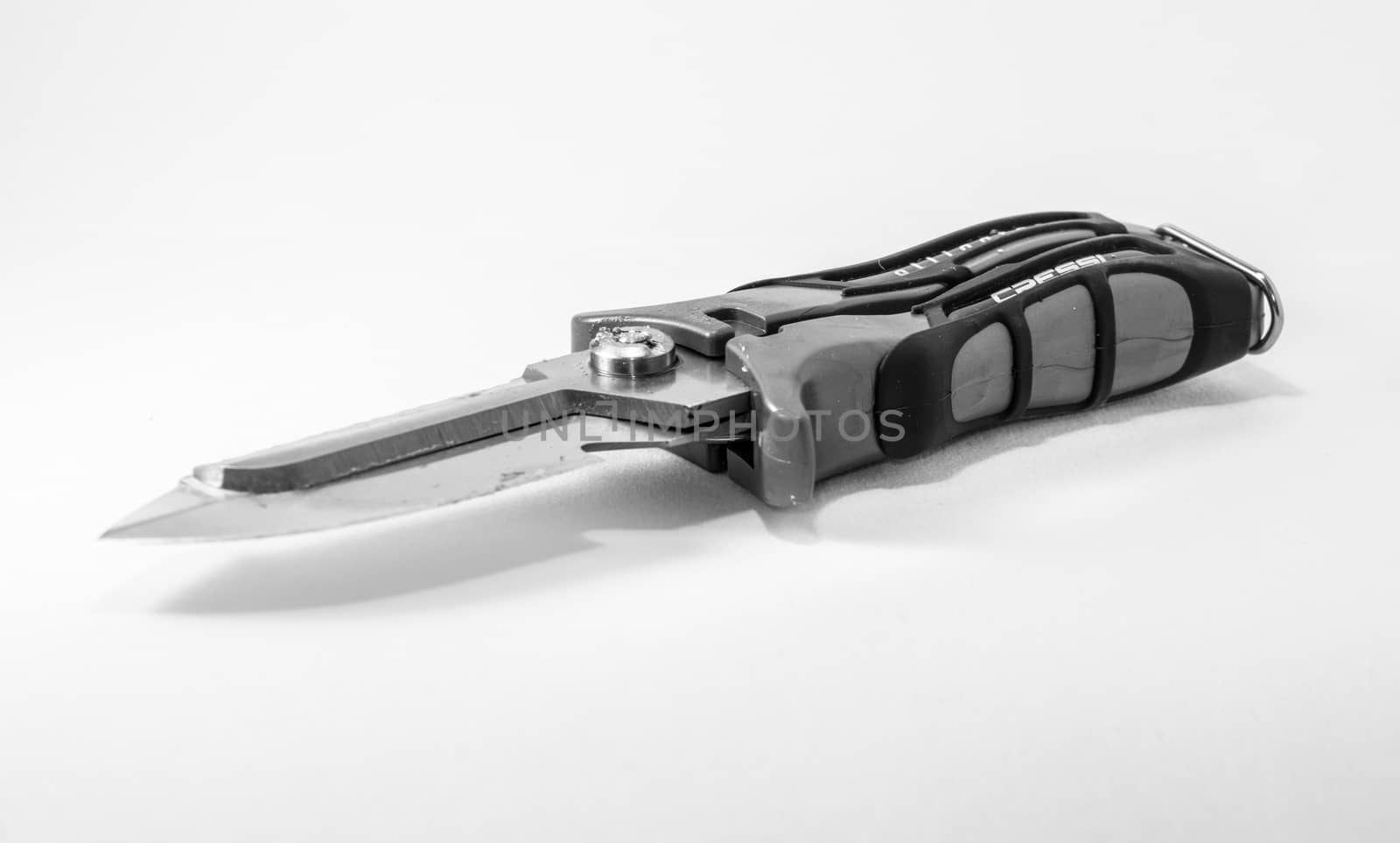 Diving knife from brand Cressi, multi tool knife useful in a lot of different scenario during a dive.