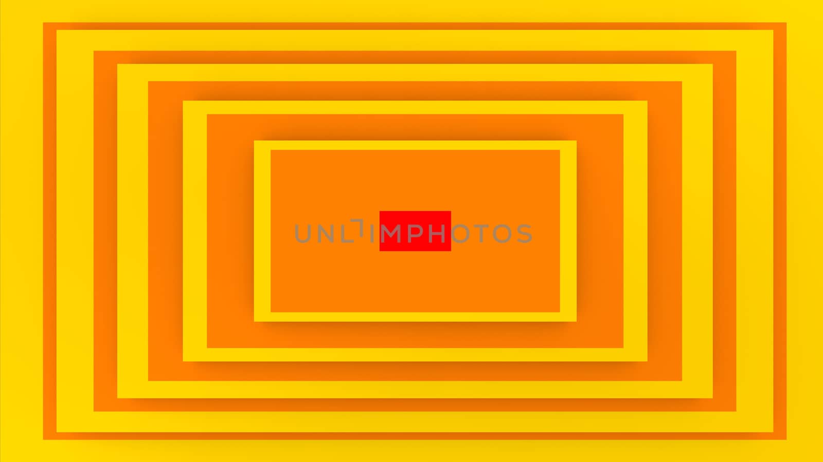 An optical art 3d illustration of a rectangular background composed of yellow and brown stripes. It looks like a cheerful retro portal. A red spot is in the center.